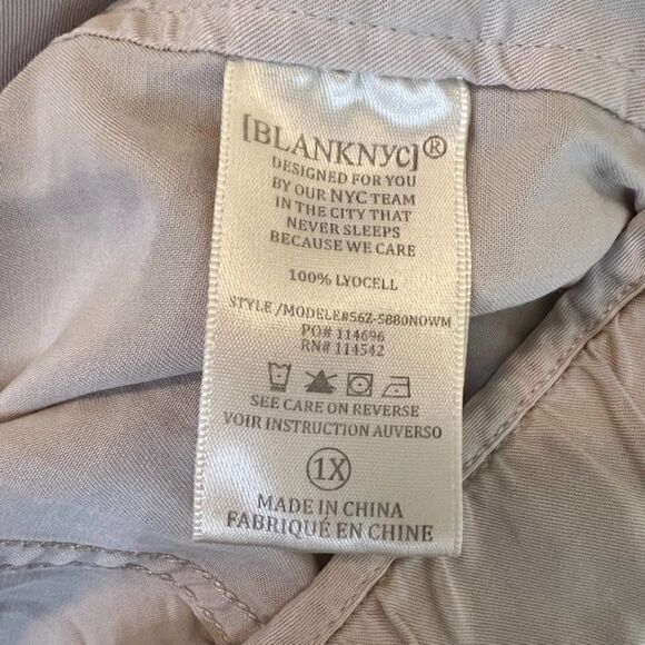 Blank NYC Khaki Asymmetrical Diagonal Zip Windbreaker Jacket sz 1X - Picture 6 of 8